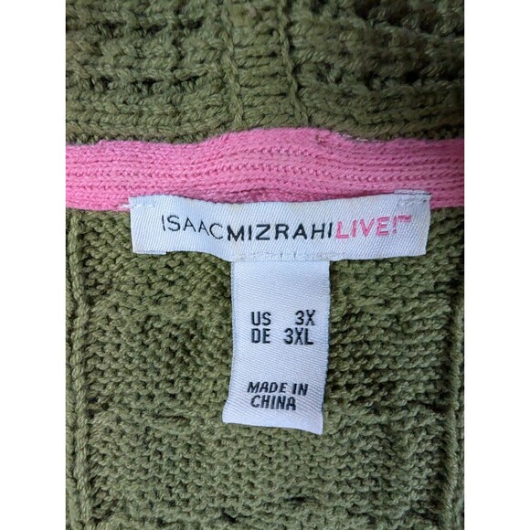Isaac Mizrahi Open Front Cardigan with Stitch Detail Green 3XL - Picture 7 of 10
